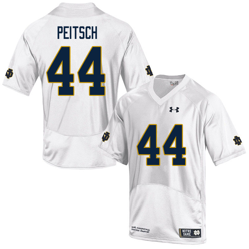 Men's NCAA Notre Dame Fighting Irish #44 Alex Peitsch Stitched College Under Armour Authentic White Football Jersey JI10G50QU